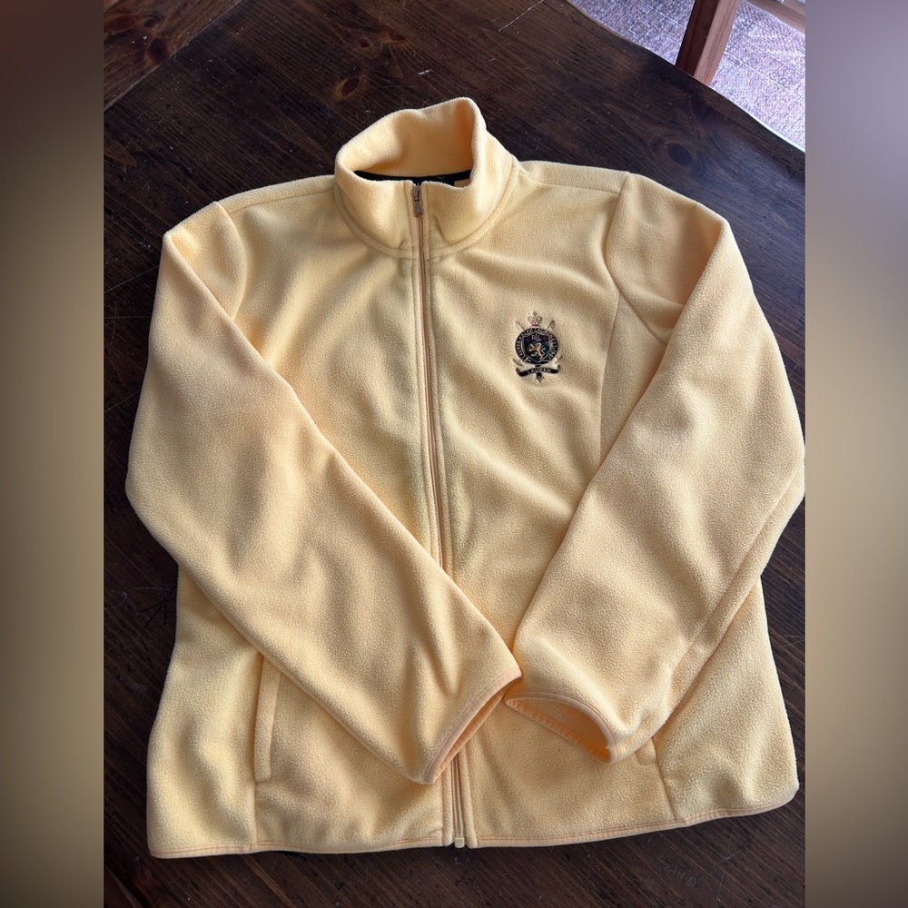 Vintage Ralph Lauren Embroidered Fleece Zip Up Large Yellow size XL